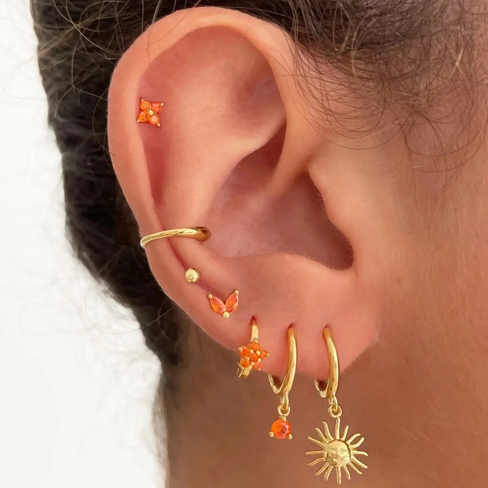 18K Gold Sunface Earrings*Bohemian Earrings*Boho*Celestial*Moon*Star*Waterproof - Picture 2 of 7
